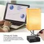 USB Bedside Table Lamp,Hansang Nightstand Lamp with Dual Charging Ports,LED Desk Lamps for Bedrooms,Tetragon Fabric Linen Lamp Shade with Pull Chain,E26 Warm White Light Bulb Included