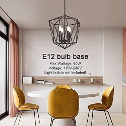 VINLUZ Modern Pendant Lighting Oil Rubbed Bronze Kitchen Island 4 Light Fixtures Ceiling, Industrial Lantern Chandeliers Geometric Metal Farmhouse Hanging Lights Dining Room Brdrooms