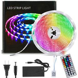 LED Strip Lights 16.4ft RGB 5050, IP65 Waterproof, DIY Color Changing Tape Lights with with Remote and Control Box, for Bedroom, Living Room, TV, Bar, Outdoor, Party Christmas Decoration