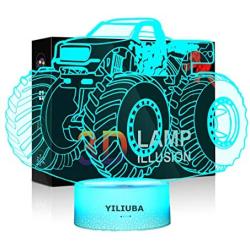 3D Illusion Lamps for Boys Bedroom Night lamp Kids Room Decor Monster Truck Kids Night Lights 7 Colors Change Decors Lamps Perfect Gifts for Kids or Monster Truck Fans