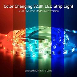 Moorebot LED Strip Lights, 300x 5050 LED Rope Light, 32.8ft RGB LED Light Strips, Waterproof, UL, 3M Adhesive Color Changing 300LEDs with 44-Key Remote for Home TV Party Bedroom Christmas Decoration