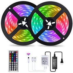 Led Strip Lights 65.6ft XYUAN 5050 RGB 600 LEDs Strip with IR Remote 12V Power Supply Flexible Color Changing Led Rope Lights for Bedroom Home Kitchen Party TV Backlight DIY Decoration