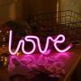 Pink Love Led Neon Light Art Decorative Novelty Neon Sign Wall Table Decor for Halloween Party Children’s Room Living Room Bar Hotel Decoration