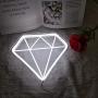 Divatla Unique Diamond White Neon Sign with 3D Art for Wall Decor, Upgrade White Neon Signs for Bedroom Decor, USB Cool Light Neon Sign for Wall décor, Light Dimmable Neon Sign.