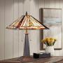 Cotoss Tiffany Table Lamp 2 Light Welding Table Lamp Stained Glass Lampshade Desk Lamp Mission Style Tiffany Lamps for Bedrooms Living Room
