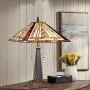Cotoss Tiffany Table Lamp 2 Light Welding Table Lamp Stained Glass Lampshade Desk Lamp Mission Style Tiffany Lamps for Bedrooms Living Room