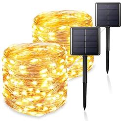 Solar String-Lights Outdoor, 2-Pack Upgraded 8 Modes&Total 480 LED Starbright Solar Light with 1200 Mah Battery Backup,157Ft Solar-Fairy-Light Outdoor for Garden Patio Decorations-Warm White