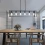 BONLICHT 6 Light Rectangle Chandelier Contemporary Farmhouse Linear Pendant Lighting Black Industrial Vintage Kitchen Island Metal Cage Ceiling Light Fixtures for Living Room Dining Room