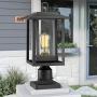 Beionxii Outdoor Post Light Fixture, Set of 2 Large Exterior Post Lantern with 3-Inch Pier Mount Base, Sand Textured Black with Clear Glass(9''W x 16.75''H) - A197P-2PK