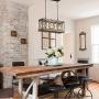 Wood and Metal Chandelier Rectangle 3-Light Adjustable Height Ceiling Pendant Light Dining Room Lighting Fixtures Hanging，Living Room Light ,Kitchen Chandelier UL Listed