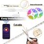 Smart WiFi LED Strip Lights 32.8ft APP Control, 5050 RGB Rope Light Voice Control Gaming Tape Bar Lights Music Sync Light Strip for Bedroom Home Party Halloween Christmas
