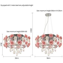 MoreChange 19.5inch Crystal Ceiling Light Fixtures Flush Mount Ceramic Rose Flowers, Chandelier Pendant Lighting with 5-Light E14 Socket for Living / Dining Room Bedroom Girl Room