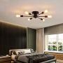 UOFUS 6 Lights Chandelier Lighting Black Living Room Ceiling Light Fixtures Ceiling Lamp Industrial Semi Flush Mount Modern Chandelies for Study Dining Room Kitchen Bedroom