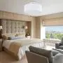 Ceiling Light Modern Stripe Fabric Pendant Light Shade Flush Mount, Large White Drum Lampshade, Round Pendant Lamp, for Bedroom Living Room, Flush Chrome Matt, 3 Bulb, E26