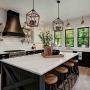 Farmhouse 4-Light Chandelier Rustic Wood Lantern Pendant Light with Imitation Wood and Iron Finish, Adjustable Height Hanging Lighting Fixtures for Dining Room Kitchen Island Hallway Foyer Entryway