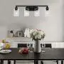 VINLUZ Industrial Black Vanity Light 4 Lights with Clear Glass Shade Farmhouse Bathroom Light Fixtures Metal Wall Lighting Sconces for Hallway Bedroom Living Room