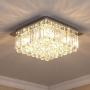 Saint Mossi Modern K9 Crystal Raindrop Chandelier Lighting Flush Mount LED Ceiling Light Fixture Pendant Lamp for Dining Room Bathroom Bedroom Livingroom G9 Bulbs Required H7'' X W16'' X L16''