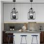 MELUCEE Black Pendant Light 8 Inches Lantern Chandelier Farmhouse 3 Lights E12 Base, Dining Room Lighting Fixtures Hanging Kitchen Island Lighting Entry Light Fixtures