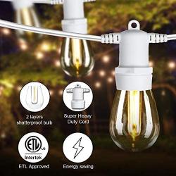 SUNTHIN 48ft White Outdoor String Light Kit with 1W Dimmable LED Bulbs for Outdoor Weddings Lights, Commercial Patio String Lights, Backyard Lights and Party Light