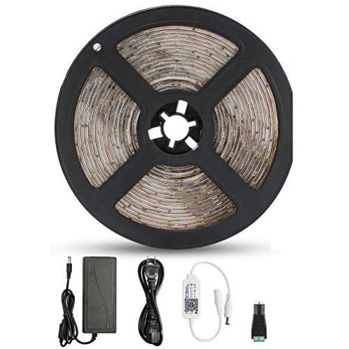 16.4ft Led Strip Lights Cool White Brightness Adjustale Wireless Bluetooth Smartphone Control 2835 SMD 300 LEDs LED Strip Light Kit with Single Color Bluetooth Mesh Led Controller, 12V Power Supply