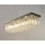 Moooni Rectangular Clear Crystal Chandelier Lighting Modern Dining Room Pendant Lighting Painted Black Finish L31.5'' x W9.8'' x H9.8''