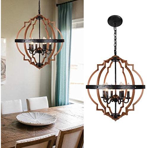 EDISLIVE 6-Light Rustic Orb Chandelier Ceiling Light Geometric Lighting Dining Room Farmhouse Foyer Light Fixtures