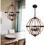 EDISLIVE 6-Light Rustic Orb Chandelier Ceiling Light Geometric Lighting Dining Room Farmhouse Foyer Light Fixtures