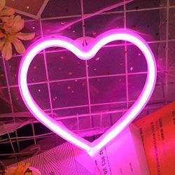 Heart Neon Signs for Wall Decor,USB or Battery Decor Light,Neon Light for Bedroom,LED Neon Decorative Lights for Christmas,Party,Girls Living Room(Pink)