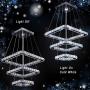 Modern Crystal Chandeliers LED Square Chandelier Pendant Lights Chandelier Pendant Light 8/12/16 inches Cool White(Cool Square20/30/40)