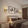 Bathroom Light Fixtures Sconces 1 Light,Contemporary Modern Gold Wall Light Vintage Industrial Wall Sconce Farmhouse Vanity Light Fixture Brass with Clear Glass Shade for Hallway Bedroom Living Room