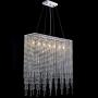 7PM Modern Crystal Chandelier Rectangle Beaded Lampshade Pendant Lighting Chrome Frame Light Fixture for Dining Room Bar