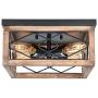 Eyassi Farmhouse Ceiling Lights, Close to Ceiling Lighting Fixtures Wooden Flush Mount 4-Light Black Ceiling Lamp for Kitchen Island Living Room Bedroom Hallway Laundry Entryway
