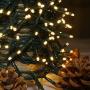 Funiao 105ft 300 LED Christmas Lights Outdoor Indoor Extendable Green Wire Fairy String Lights 8 Modes Waterproof Decorative Twinkle Lights for Xmas Tree Holiday Party Decoration (Warm White)