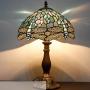 Tiffany Lamp W12H18 Inch Tall Sea Blue Stained Glass Dragonfly Crystal Style Shade Accent Antique Bedside End Table Desk Reading Light S147 WERFACTORY Lamps Living Room Bedroom Study Art Crafts Gifts