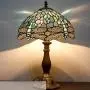 Tiffany Lamp W12H18 Inch Tall Sea Blue Stained Glass Dragonfly Crystal Style Shade Accent Antique Bedside End Table Desk Reading Light S147 WERFACTORY Lamps Living Room Bedroom Study Art Crafts Gifts