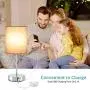 Touch Control 3-Way Dimmable Grey Bedside Table Lamp, 2 USB Charging Ports Nightstand Lamp with 3000K Warm White Bulbs, Round Fabric Shade Modern Desk Reading Lamp for Bedroom Living Room Touch Control 3-Way Dimmable Grey Bedside Table Lamp, 2 USB Charging Ports Nightstand Lamp with 3000K Warm White Bulbs, Round Fabric Shade Modern Desk Reading Lamp for Bedroom Living Room