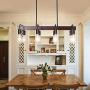 Farmhouse Kitchen Island Light Fixture，8-Light Wooden Metal Industrial Dining Room Chandelier，Island lightingpendant Light