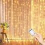 Remote Control 300 Led Curtain String Lights, 9.8 Ft, 8 Modes Plug in Fairy String Light , Christmas Decorations, Backdrop for Indoor Outdoor Bedroom Window Wedding Party Decoration, Warm White