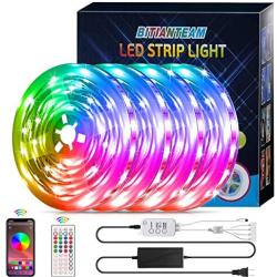 65.6ft LED Strip Lights,BITIANTEAM Smart LED Lights Music Sync Bluetooth Controller SMD 5050 RGB Color Changing Rope Lights 44 Key IR Remote LED Lights for Bedroom Home Party DIY Decoration (4x16.4FT)