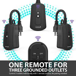 Fosmon Outdoor Indoor Wireless Remote Control Outlet - UL Listed (3 Receiver, 1 Remote), (13A 125V 1625W) Heavy Duty Waterproof Electrical Plug in Remote Light Switch, Individually On/Off Controlled