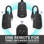 Fosmon Outdoor Indoor Wireless Remote Control Outlet - UL Listed (3 Receiver, 1 Remote), (13A 125V 1625W) Heavy Duty Waterproof Electrical Plug in Remote Light Switch, Individually On/Off Controlled