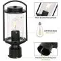 Outdoor Post Light Fixture, Exterior One-Light Post Top Light, Matte Black Pillar Light with LED Bulb, Aluminum Post Lamp with Bubble Glass Shade for Patio, Pathway, Backyard, ETL Listed
