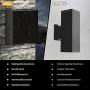Inowel Wall Light Outdoor LED Wall Mount Lamp Modern Wall Sconce Lighting Up&Down Lantern Fixture Grey Aluminum Lights for Porch Front Door Garden Yard Patio IP54 Waterproof 6W 360Lm 3000K