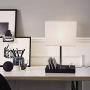 USB Table Lamp, Briever Multi-Functional Desk Lamp with 3 USB Charging Ports and Phone Charge Dock, Black Wood Charging Station and Organizer, Perfect Light for Bedroom,Guest Room,Living Room,Office