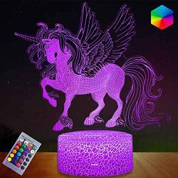 3D Unicorn Night Light for Kids, Dimmable Unicorn Gifts Lamp with Remote & Smart Touch 7 Colors + 16 Colors Changing LED Unicorn Light, Best Unicorn for Girls Bedroom Decor Birthday Christmas Gifts