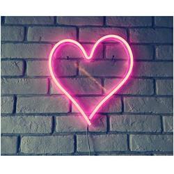 Britrio LED Neon Light Sign, 13.4”x12.6” Heart Shape Neon Sign Wall Hanging Sign Wall Art for Bar Bedroom Living Room Kid’s Room Party,Home Decor Neon Night Light USB Powered(Pink Heart)