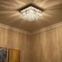 Saint Mossi Modern K9 Crystal Raindrop Chandelier Lighting Flush Mount LED Ceiling Light Fixture Pendant Lamp for Dining Room Bathroom Bedroom Livingroom G9 Bulbs Required H7'' X W16'' X L16''