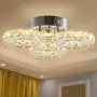 TongLan Modern LED Chandelier Ceiling Crystal Lamp 3 Rings Contemporary Flush Mount Light Fixture for Dining Room Living Room Hallway (Warm White)