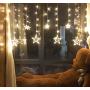 Twinkle Star 12 Stars 138 LED Curtain String Lights, Window Curtain Lights with 8 Flashing Modes Decoration for Christmas, Wedding, Party, Home Decorations (Warm White)