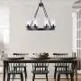 Wellmet Matte Black Wagon Wheel Chandeliers Bubble Glass Shade, Farmhouse 30” 8-Light Iron Chandelier, Industrial Rustic Hanging Ceiling Light Dining Room Kitchen Bedroom Living Room Foyer Hallway